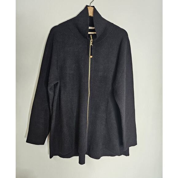 Soft Surroundings Meria Zip Cardigan Black Cozzy Extra Soft 1X - Picture 2 of 11